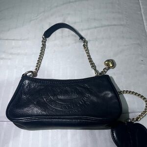 Juicy Couture Black Leather Clutch with Gold Chain